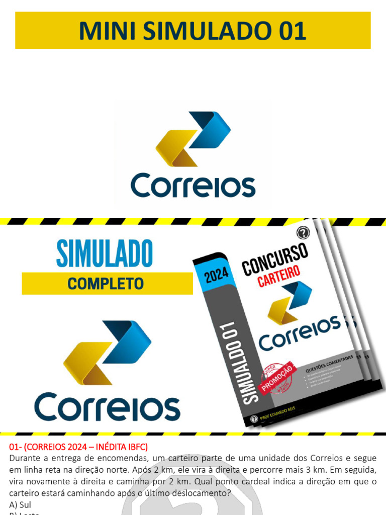 Simulado Correios 2024: Questões e Gabaritos | PDF | Brasil