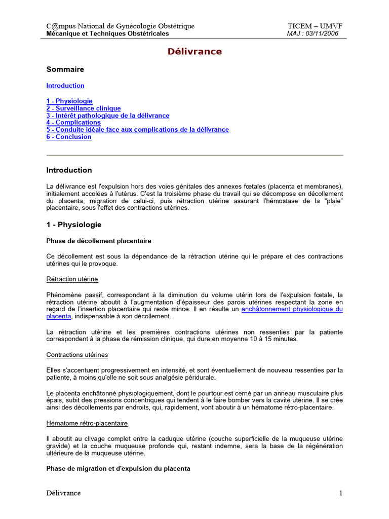 Modes de Délivrance : Duncan et Baudelocque | PDF | Accouchement | Placenta
