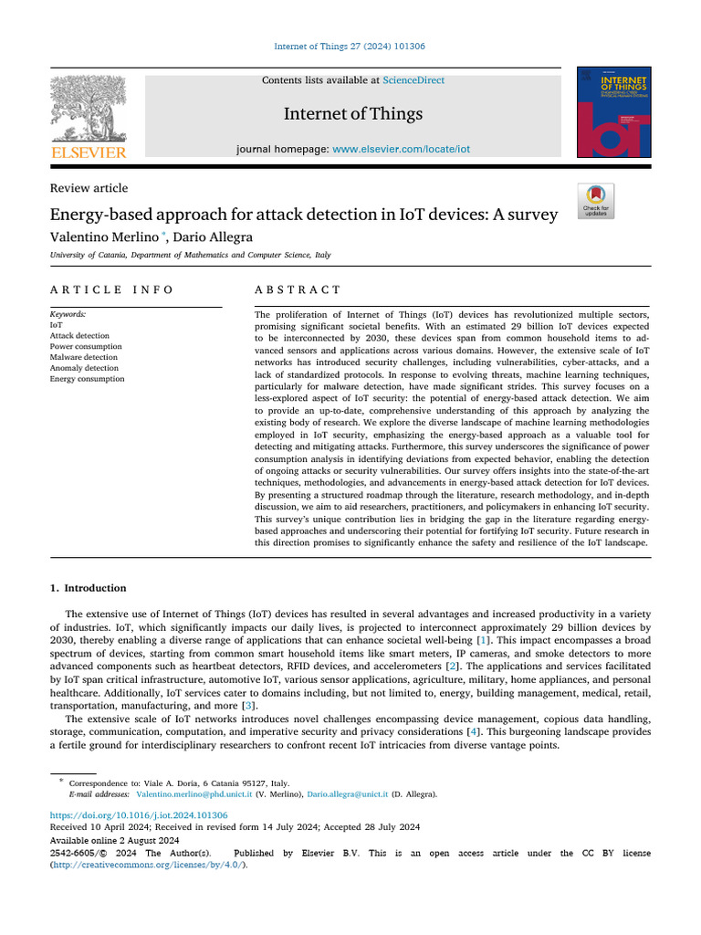 Energy-Based Attack Detection in IoT | PDF | Internet Of Things ...