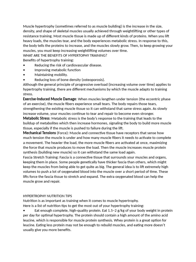 Muscle hypertrophy | PDF | Muscle Hypertrophy | Strength Training