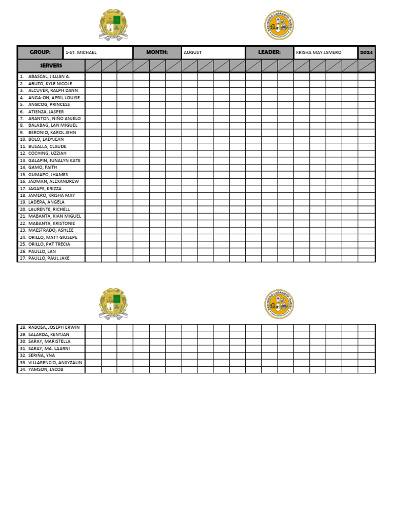 Group 1 Attendance Sheet | PDF