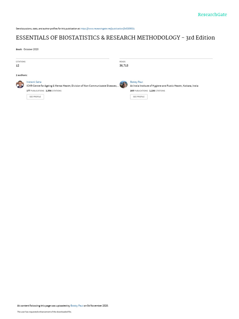 Essentials of Bio Statistics Research Methodology | PDF | Probability ...