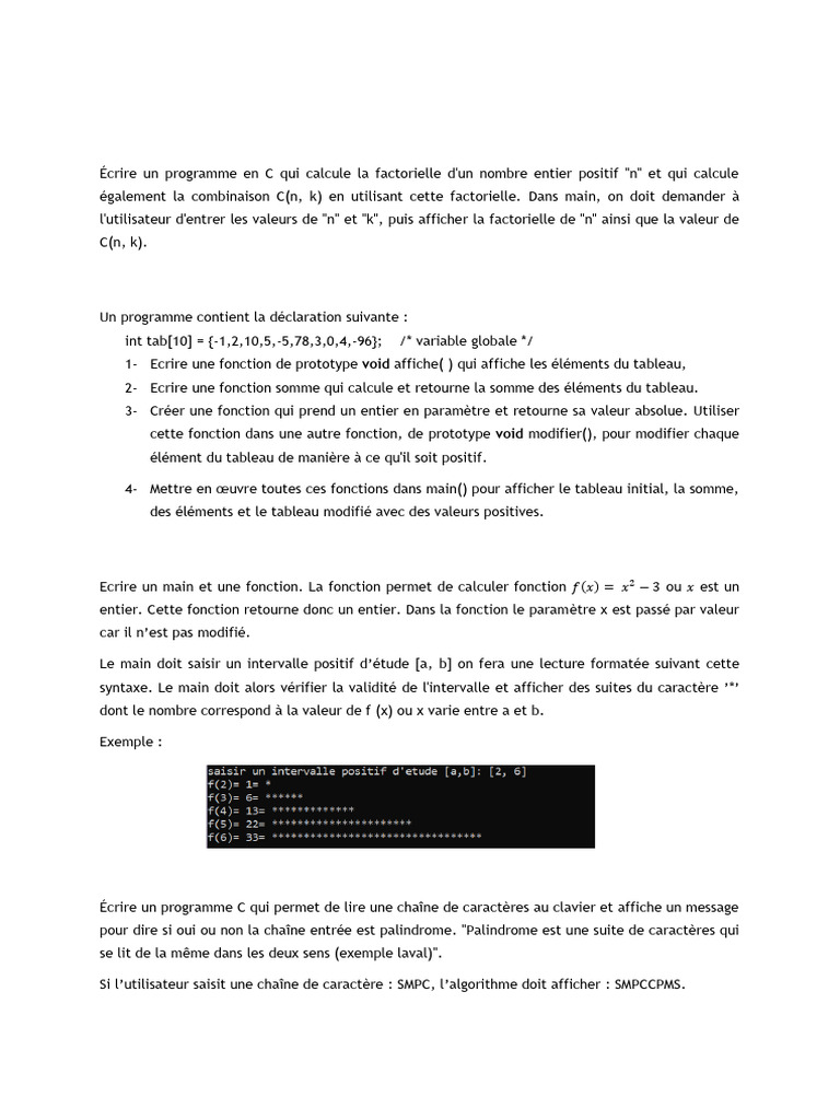 Exercices de programmation en C 2023 | PDF | C (Langage de ...