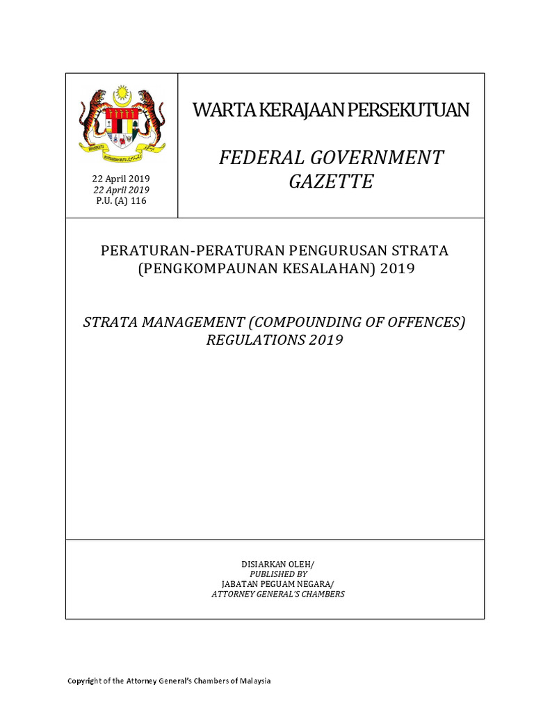 Strata Management (Compounding of Offences) Regulations 2019 | PDF