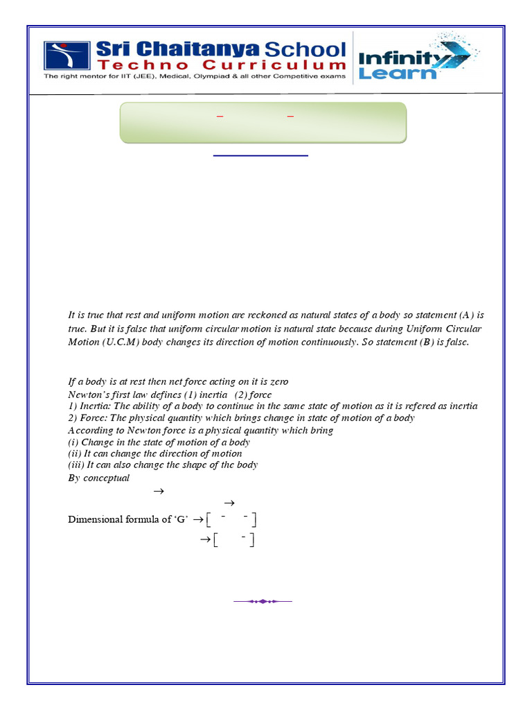 Physics Force and Motion Solutions VI | PDF