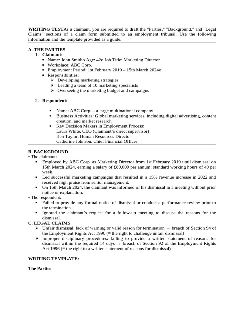 Writing Question For Practice | PDF | Business | Business Law