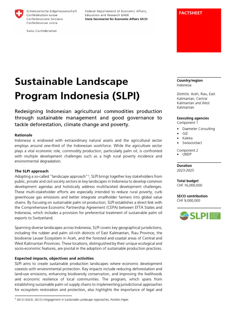 Sustainable Landscape Program Indonesia | PDF | Sustainability | Governance
