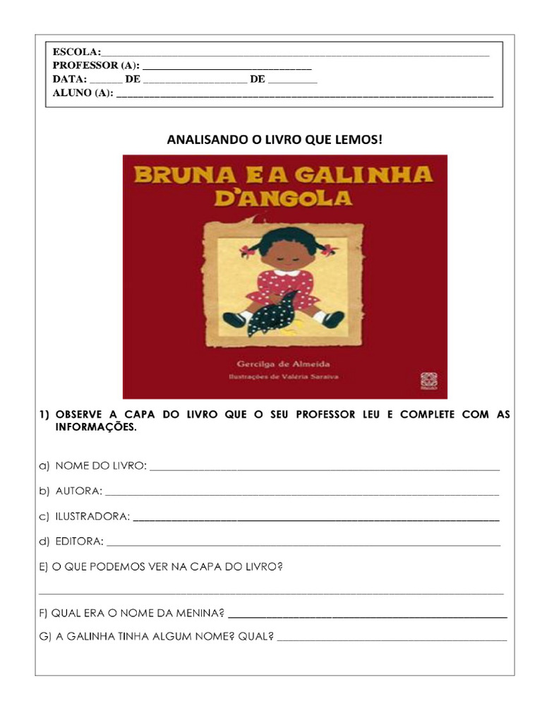 Atividade - Bruna e A Galinha de Angola | PDF