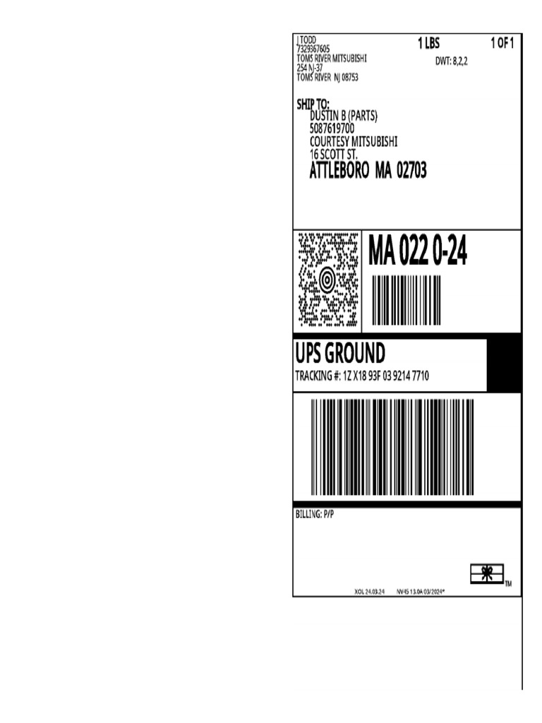 Toms River Ship Label | PDF