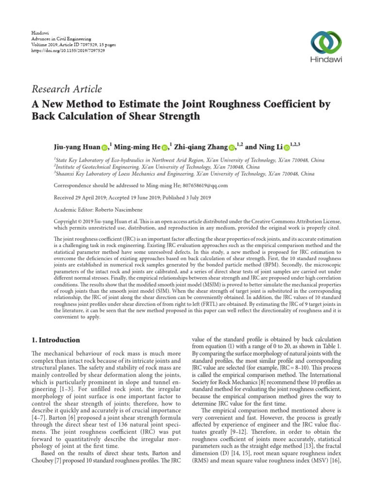 A New Method to Estimate the Joint Roughness) .خشونة | PDF | Stress ...