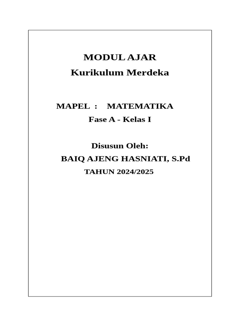 Modul Ajar Matematika 1 | PDF