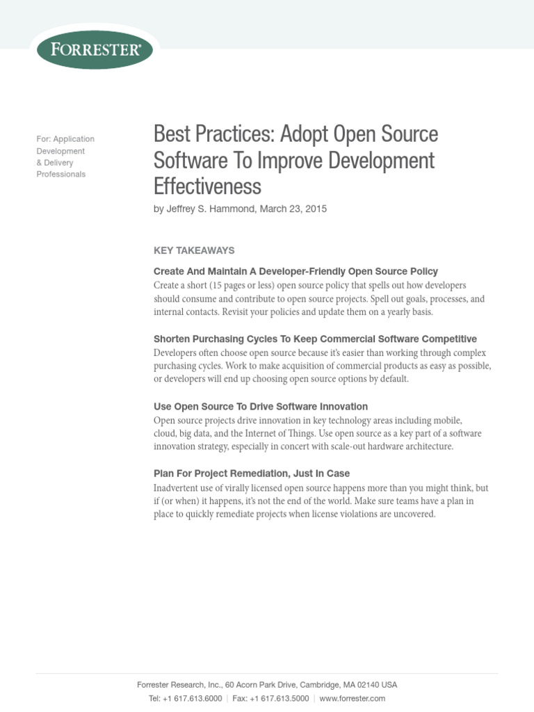 Forrester Report - Adopt Open Source Software To Improve Development ...