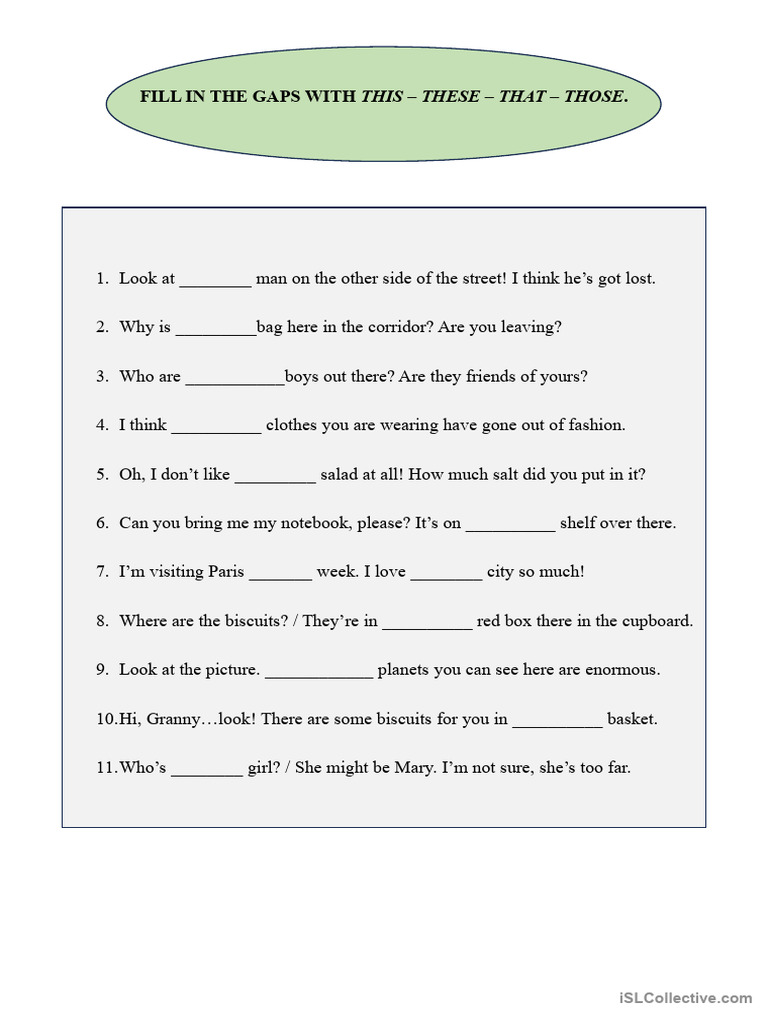 Fill in The Gaps With This - These - That - Those. | PDF