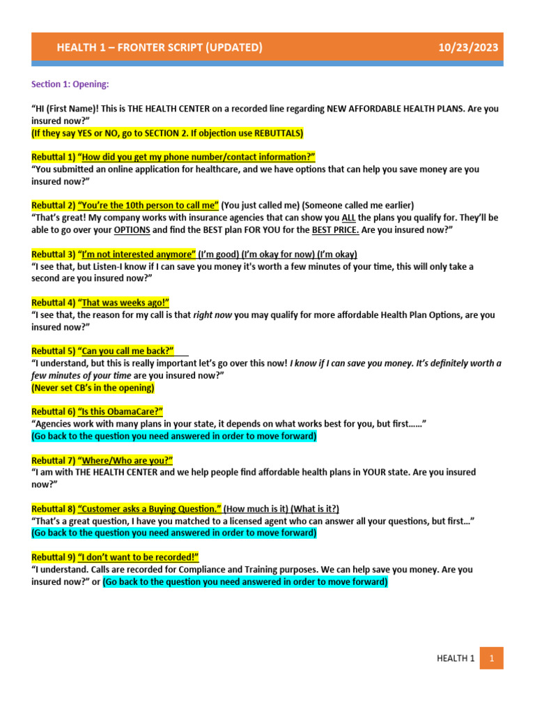 Affordable Health Plans Call Script | PDF | Medicare (United States ...