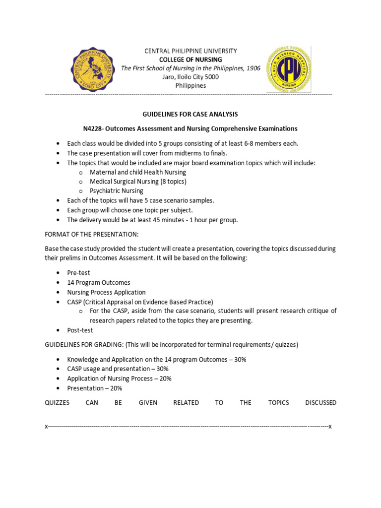 Guidelines For Case Analysis - Outcomes Assessment | PDF