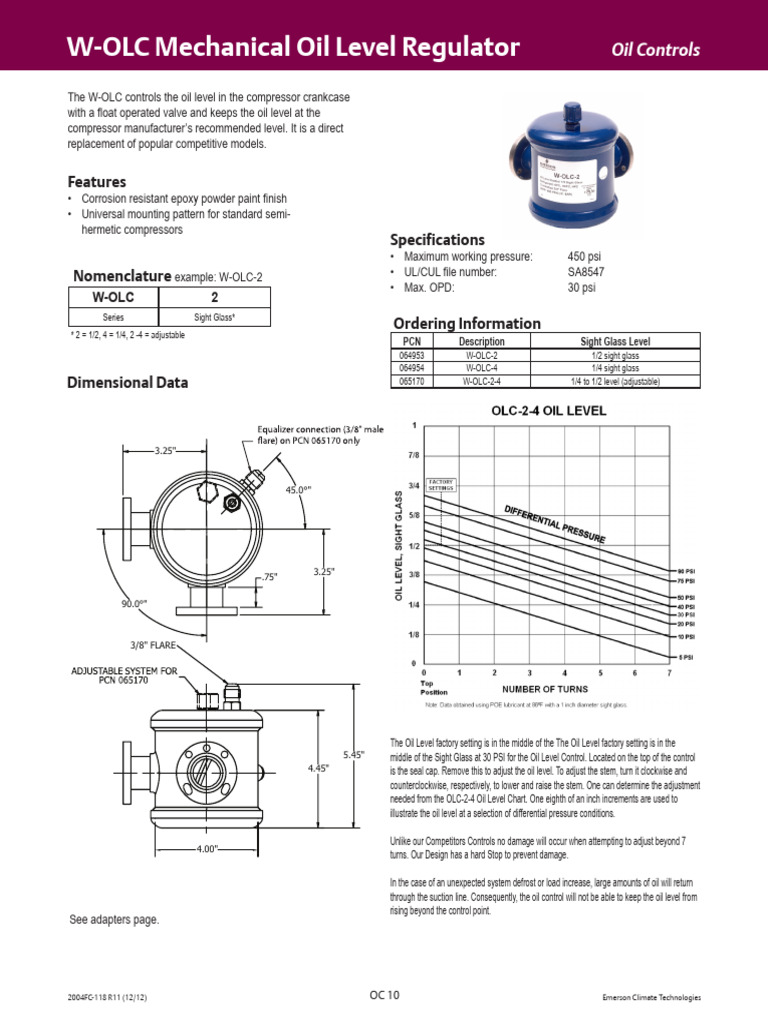 W-OLC Mechanical Oil Level Control | PDF | Equipment | Mechanical ...