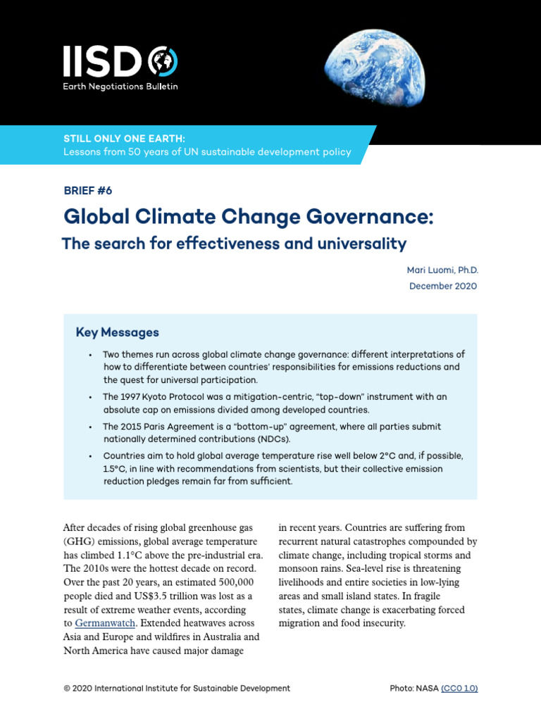 Still One Earth Climate Change Gov | PDF | United Nations Framework ...