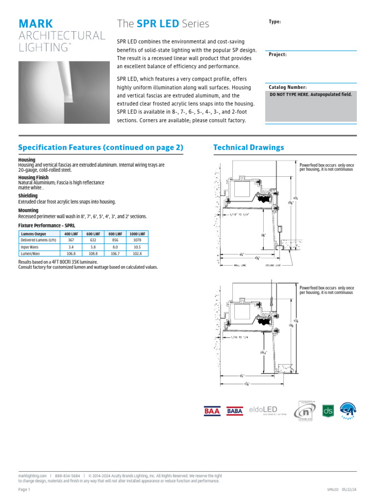 SPR LED Series Specifications and Features | PDF | Lighting ...