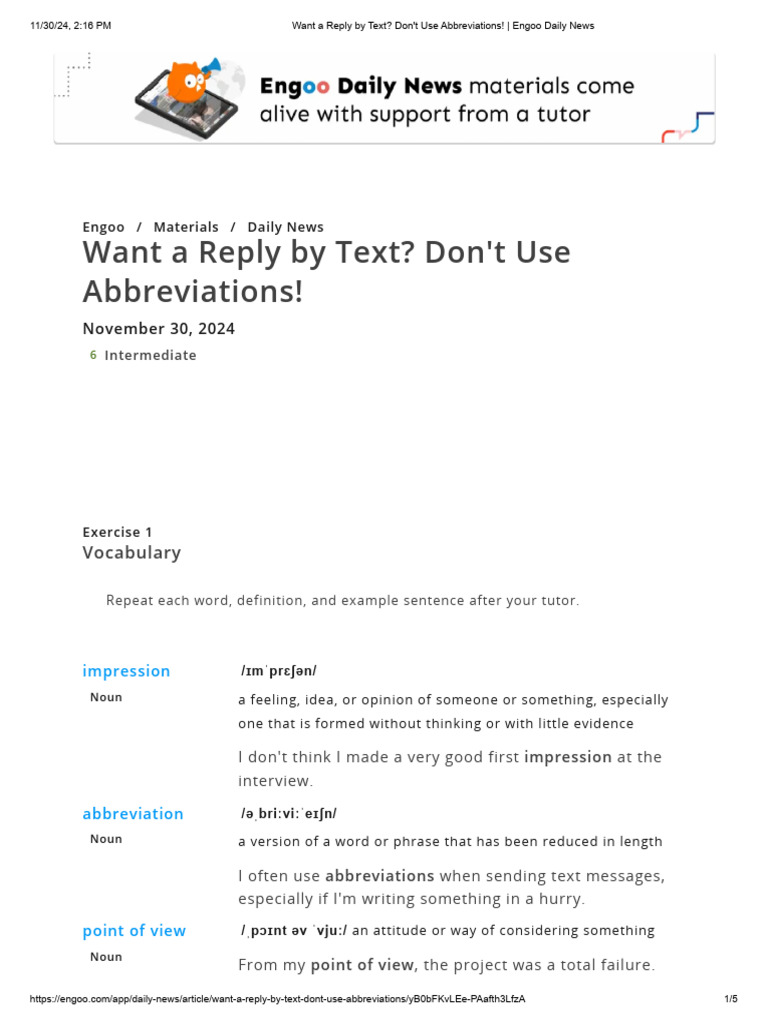 Want A Reply by Text Don't Use Abbreviations! Engoo Daily
