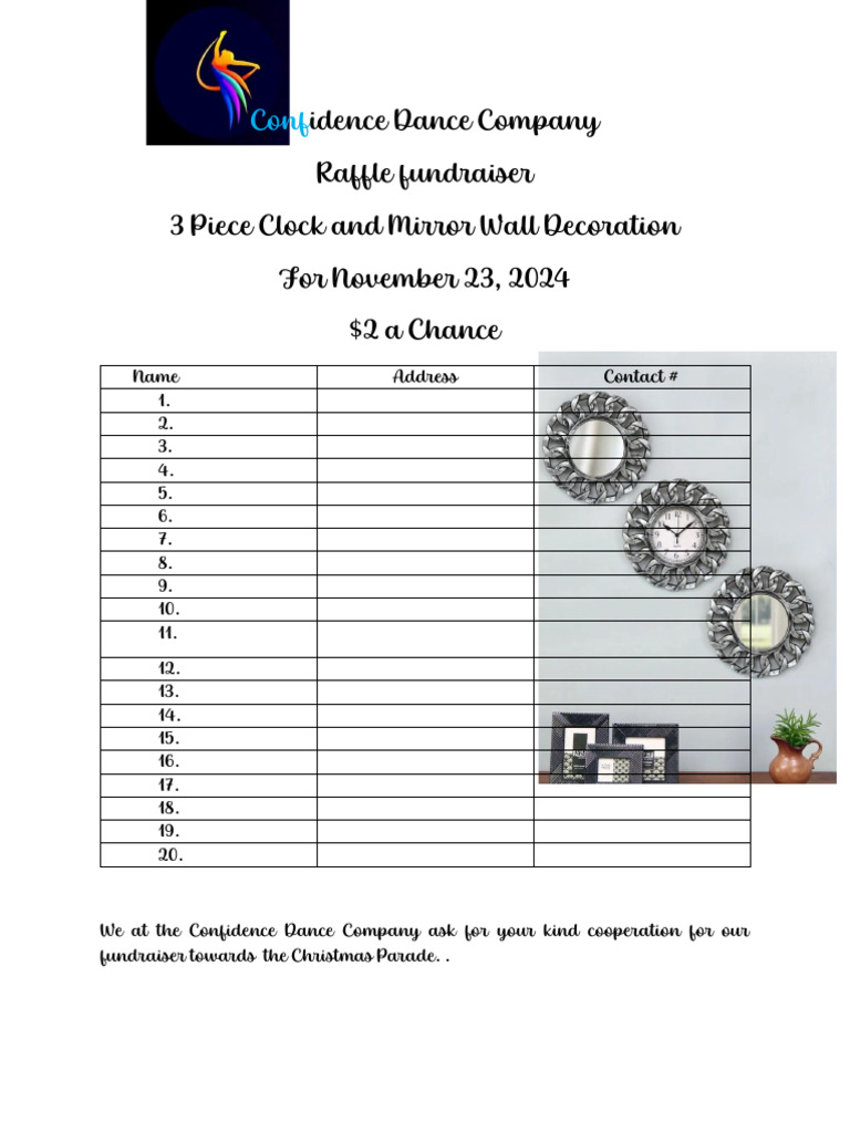 Dance Company Fundraiser Raffle | PDF