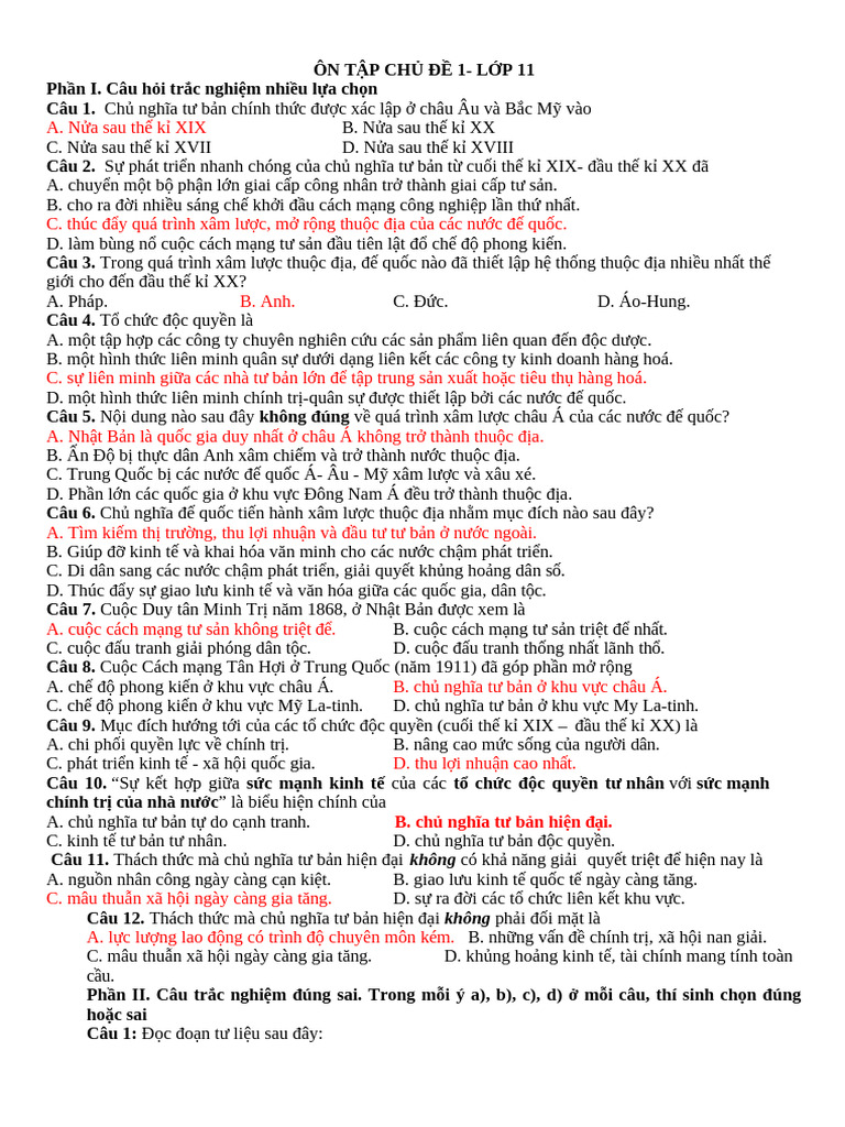 ÔN TẬP CHỦ ĐỀ 1 11 | PDF