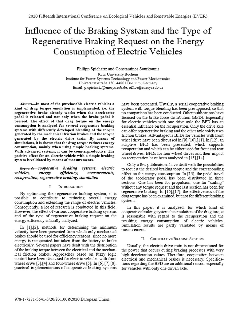 Regenerative Braking Impact on EV Energy | PDF | Brake | Vehicles