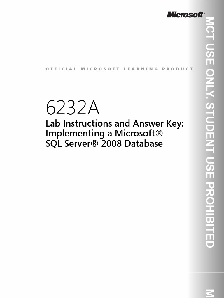 6232A-ENU LabManual | PDF | Microsoft Sql Server | Database Index