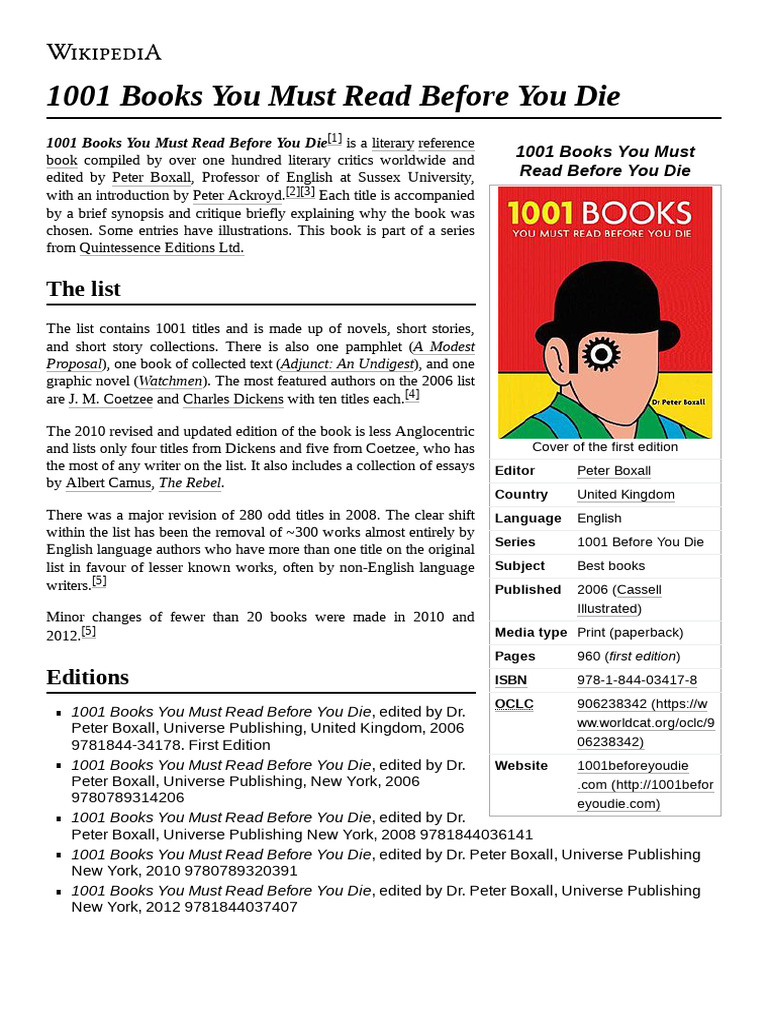 1 000 BOOKS TO READ BEFORE YOU DIE CHECKLIST PDF visual data 3