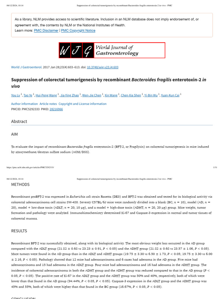 Suppression of Colorectal Tumorigenesis by Recombinant Bacteroides ...