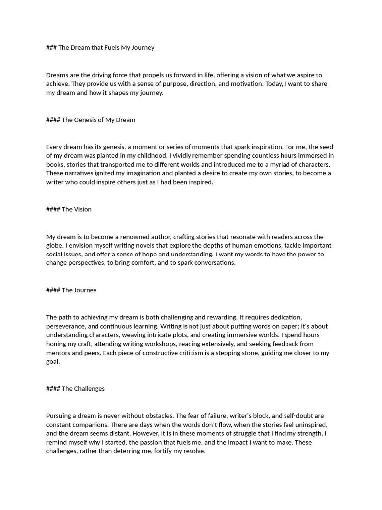 The Dream That Fuels My Journey | PDF | Dream | Psychology