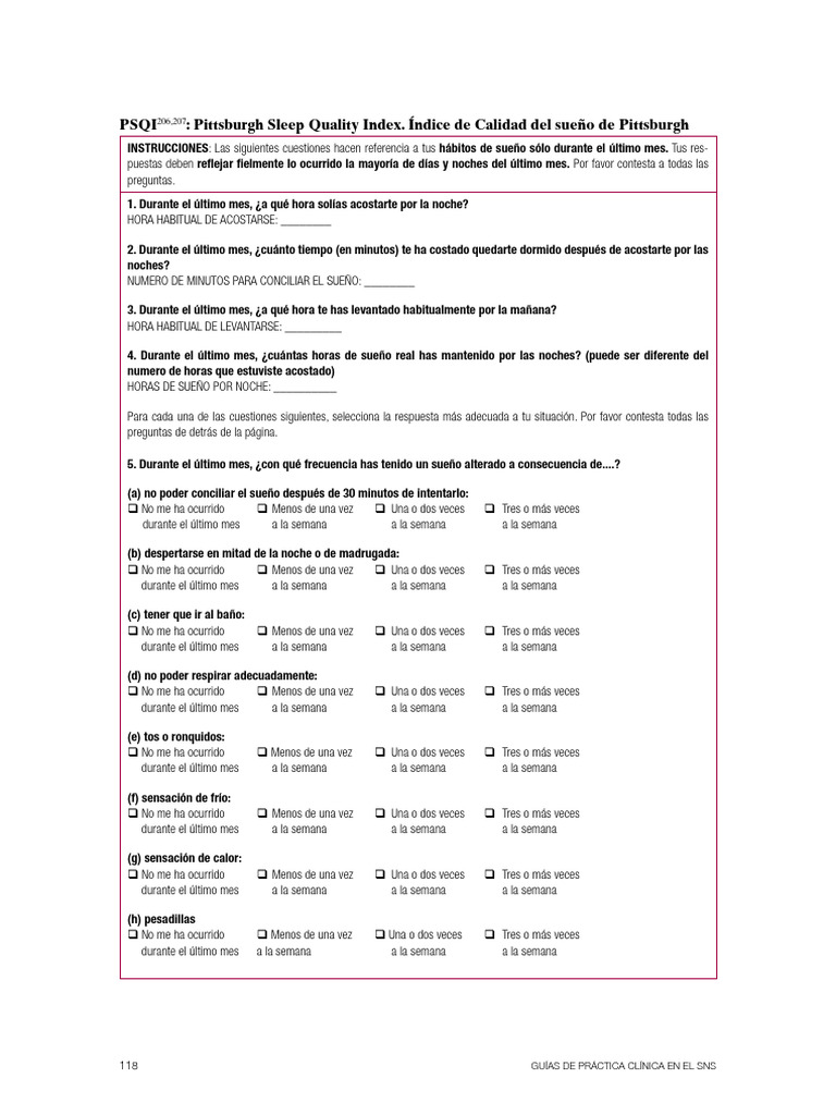 Evaluación de la Calidad del Sueño | PDF | Dormir | Pesadilla