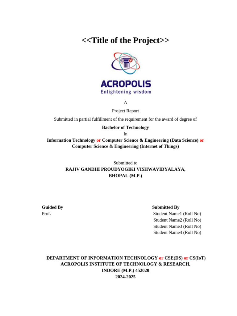 B.Tech Project Report on Data Science | PDF | Use Case | Databases