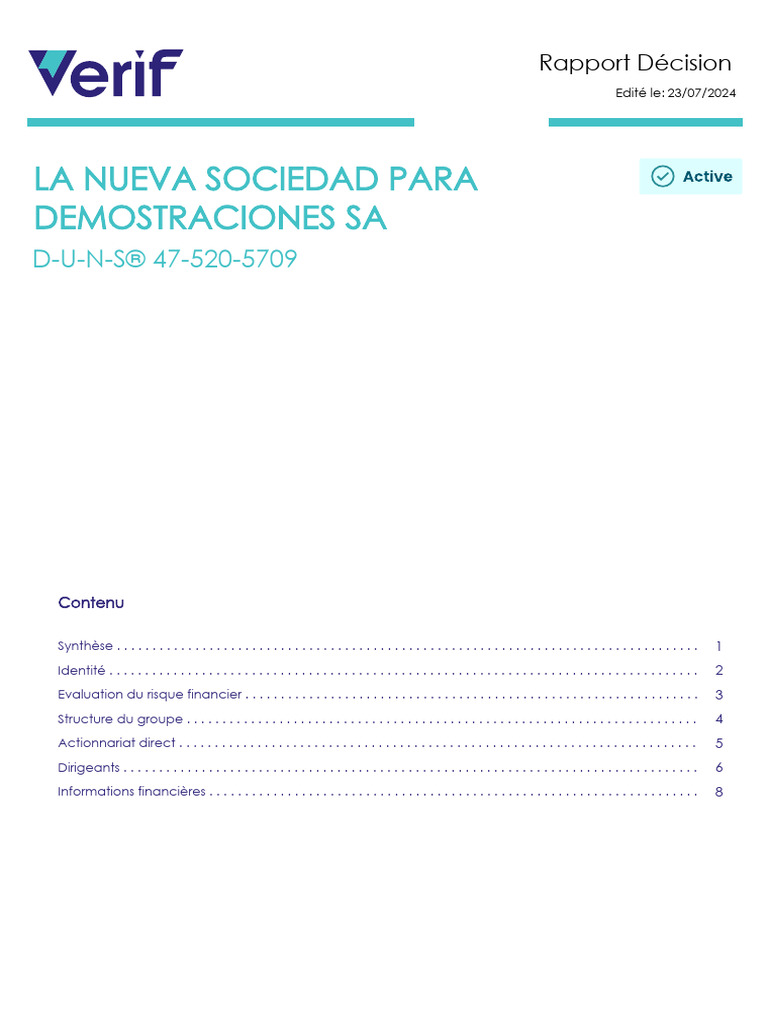Verif Sample Decision Report | PDF | Capitaux propres | Prêts