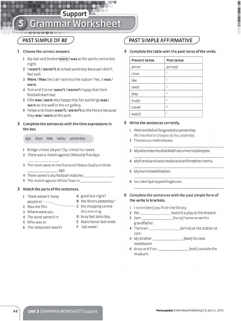 Past Simple Worksheet | PDF
