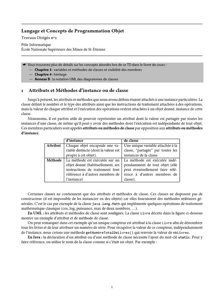 UML et Héritage en Programmation Java | PDF | Classe (informatique ...