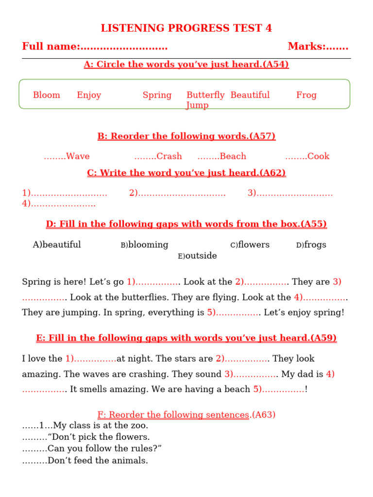 Listening Progress Test 4 Guide | PDF