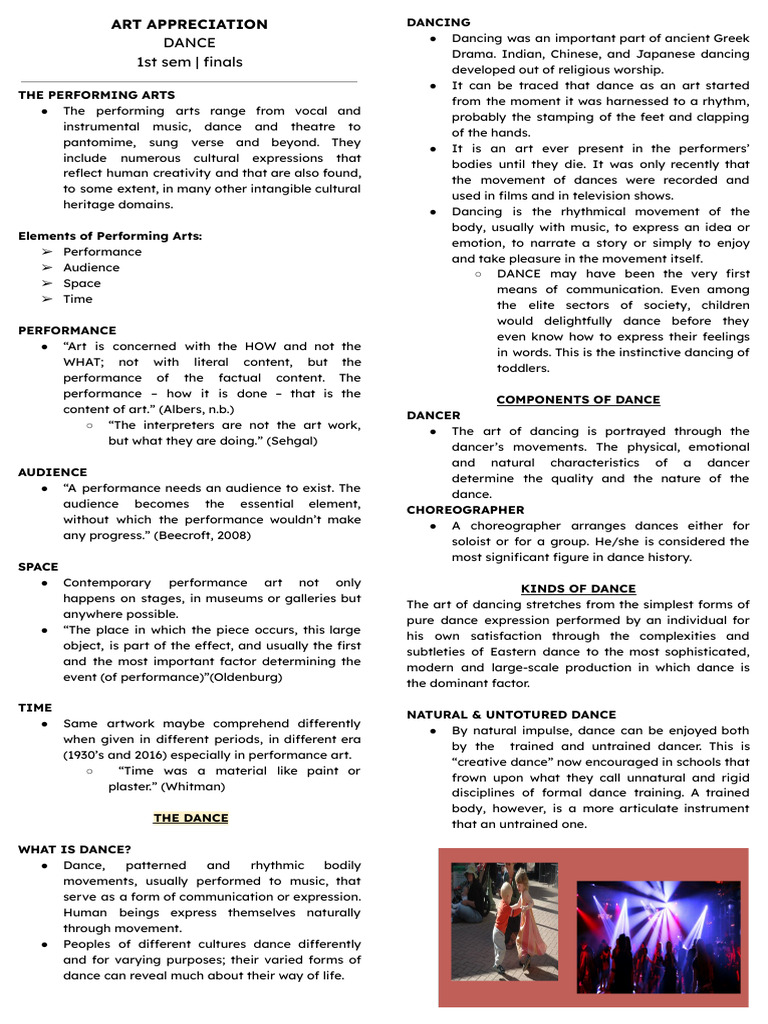 Understanding Dance in Performing Arts | PDF | Dances | Ballet