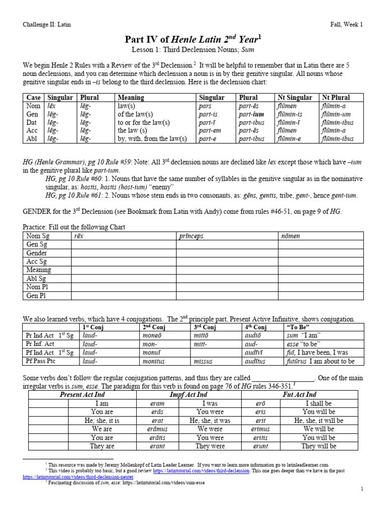 Latin 2: Third Declension Review | PDF | Grammatical Gender | Adjective