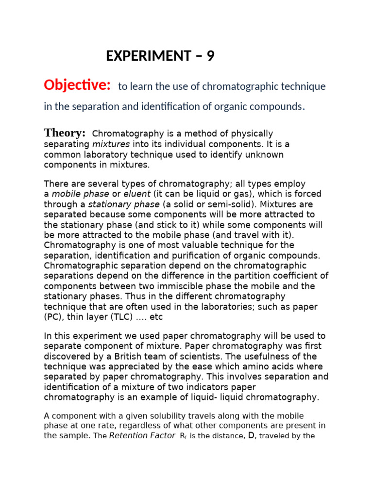 chromatographic | PDF | Chromatography | Elution