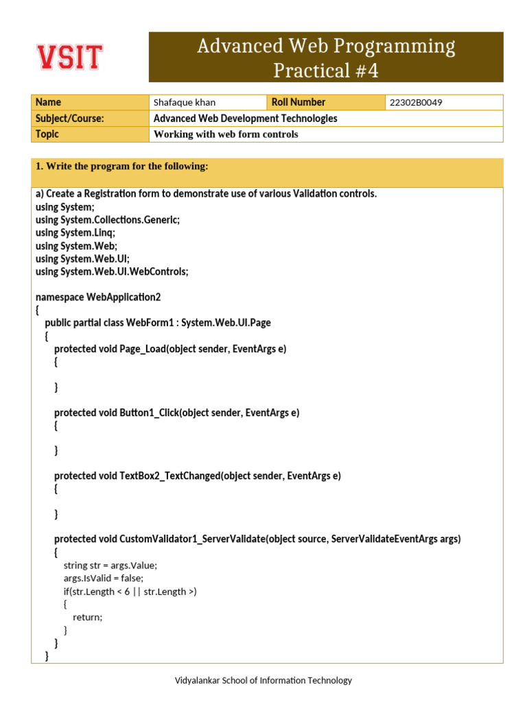 Web Form Controls in ASP.NET | PDF | Computing | Computer Programming