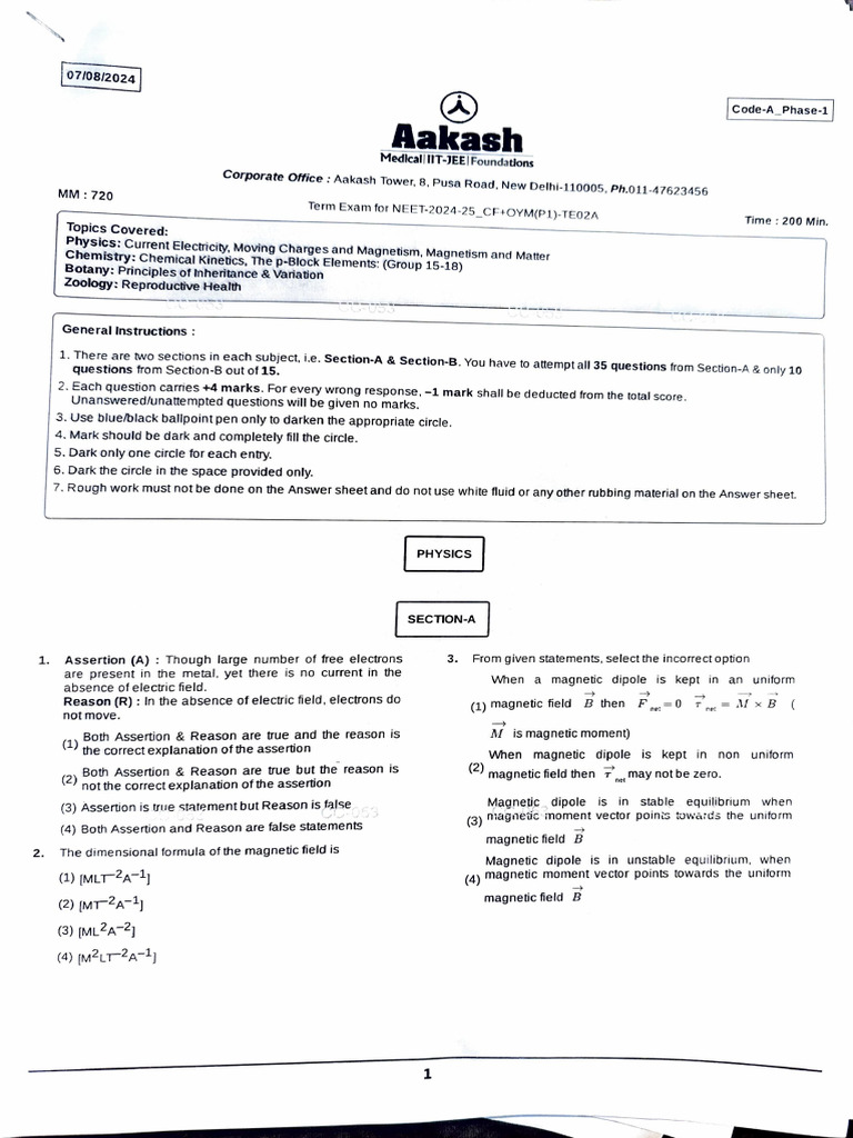 NEET 2024-25 Exam Pattern and Topics | PDF | Genotype | Zygosity
