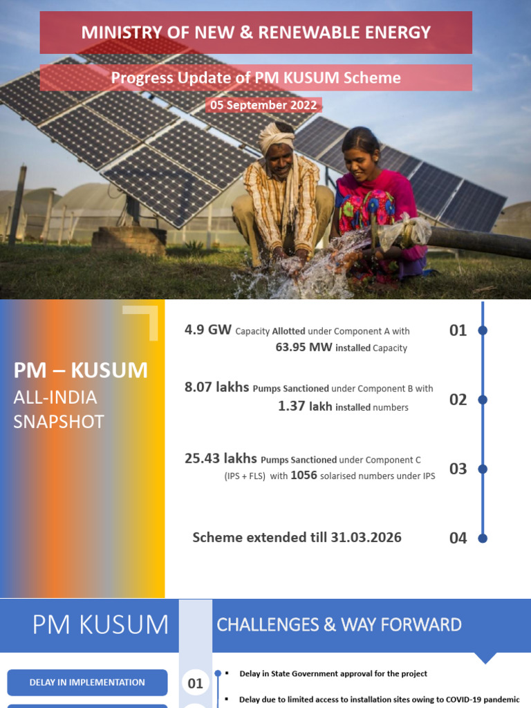 Progress Update of PM KUSUM Scheme | PDF | Sustainable Technologies ...