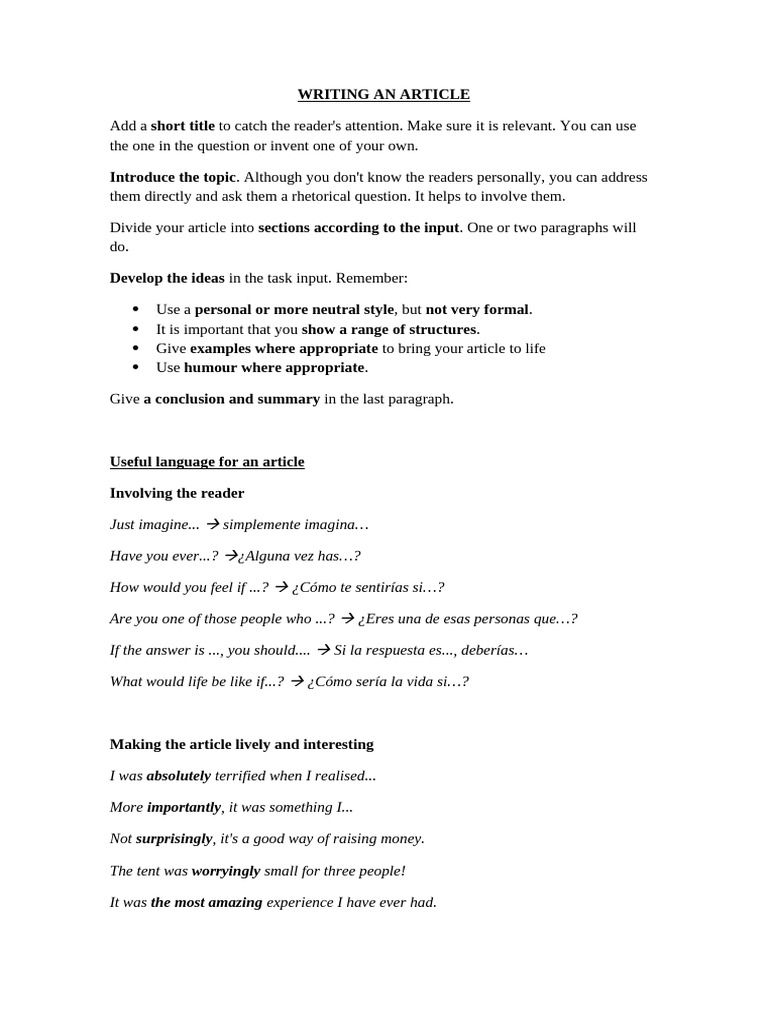 Writing an article pdf