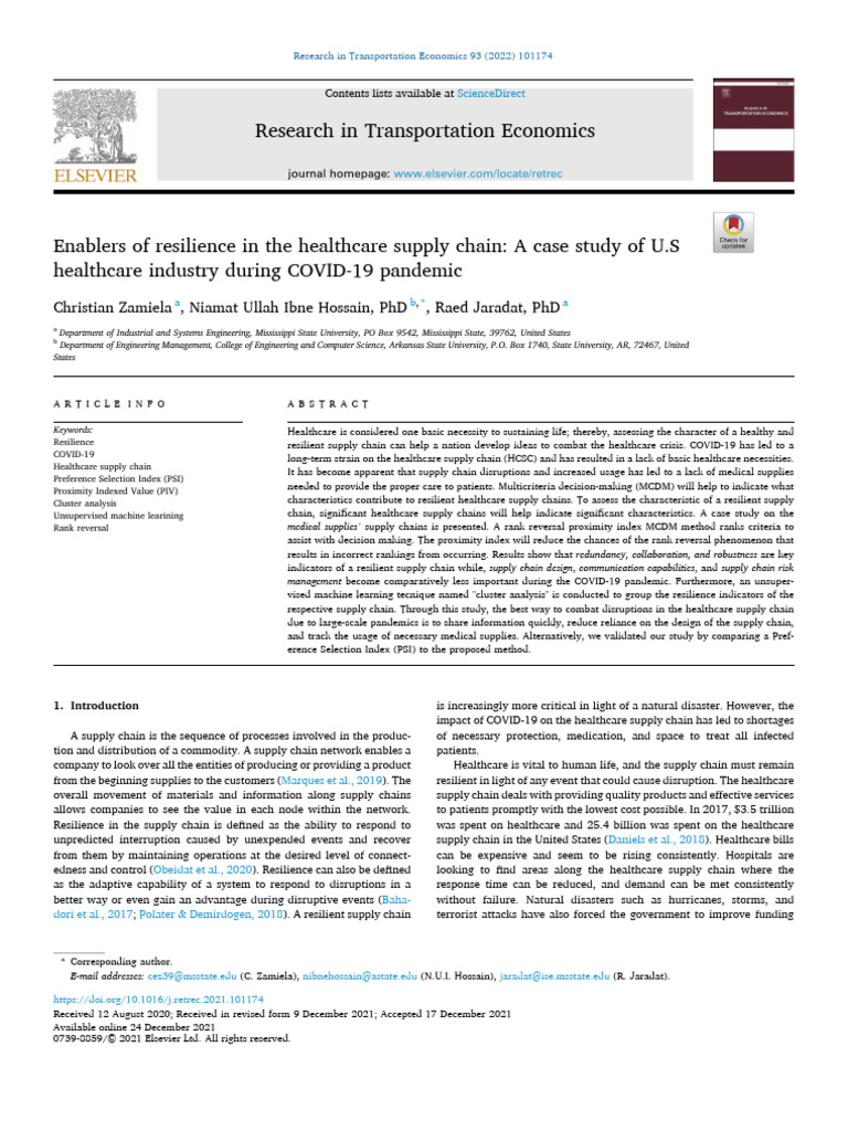 Resilience in Healthcare Supply Chains | PDF | Supply Chain ...