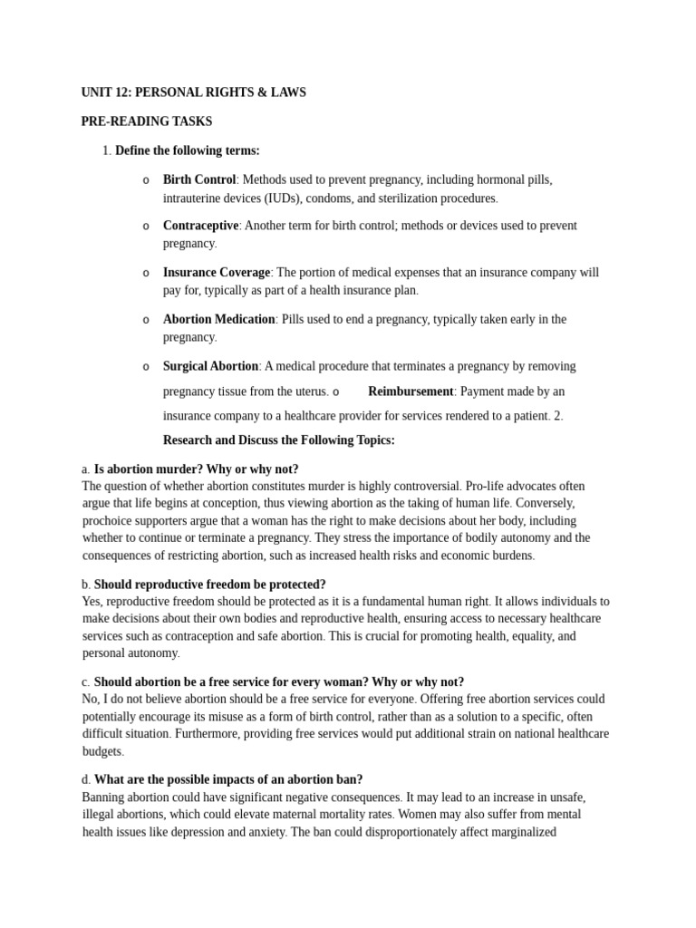 Personal Rights and Abortion Laws | PDF | Birth Control | Abortion