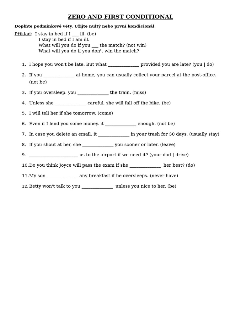 Zero and First Conditional - Exercise | PDF
