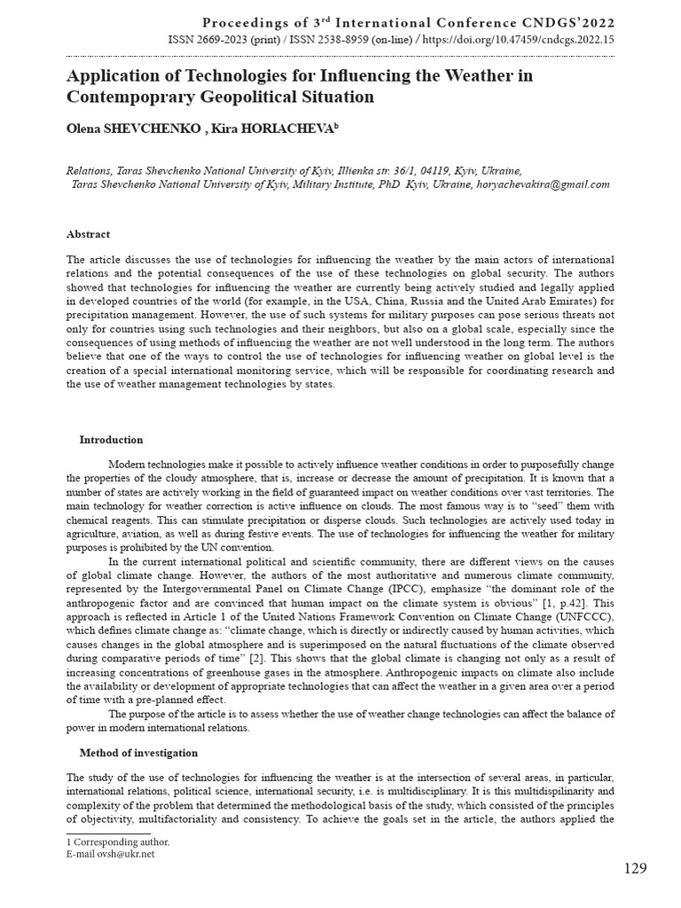 Weather Influence Technologies in Geopolitics | PDF | Climate Change ...