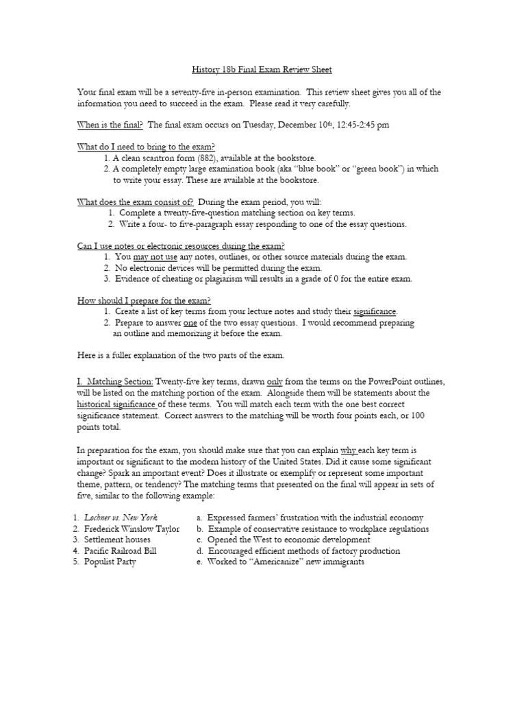 Final Exam Review sheet-FA24ftf-1 | PDF | Essays | Cold War