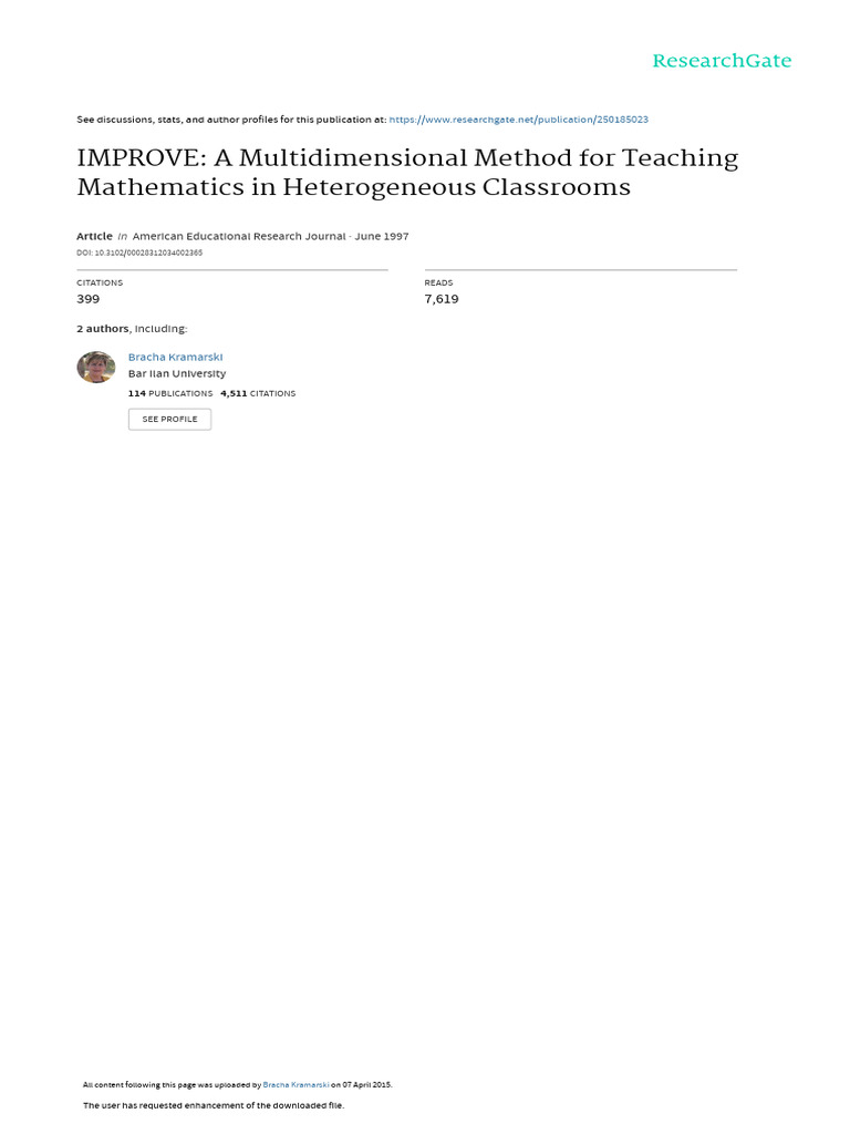 IMPROVE-1997 - A Multidimensional Method For Teaching Mathematics in ...