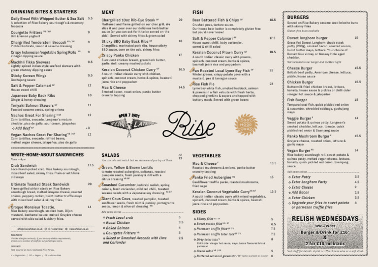 Rise+Main+Menu+October+2023+Update | PDF | Hamburgers | Pickling